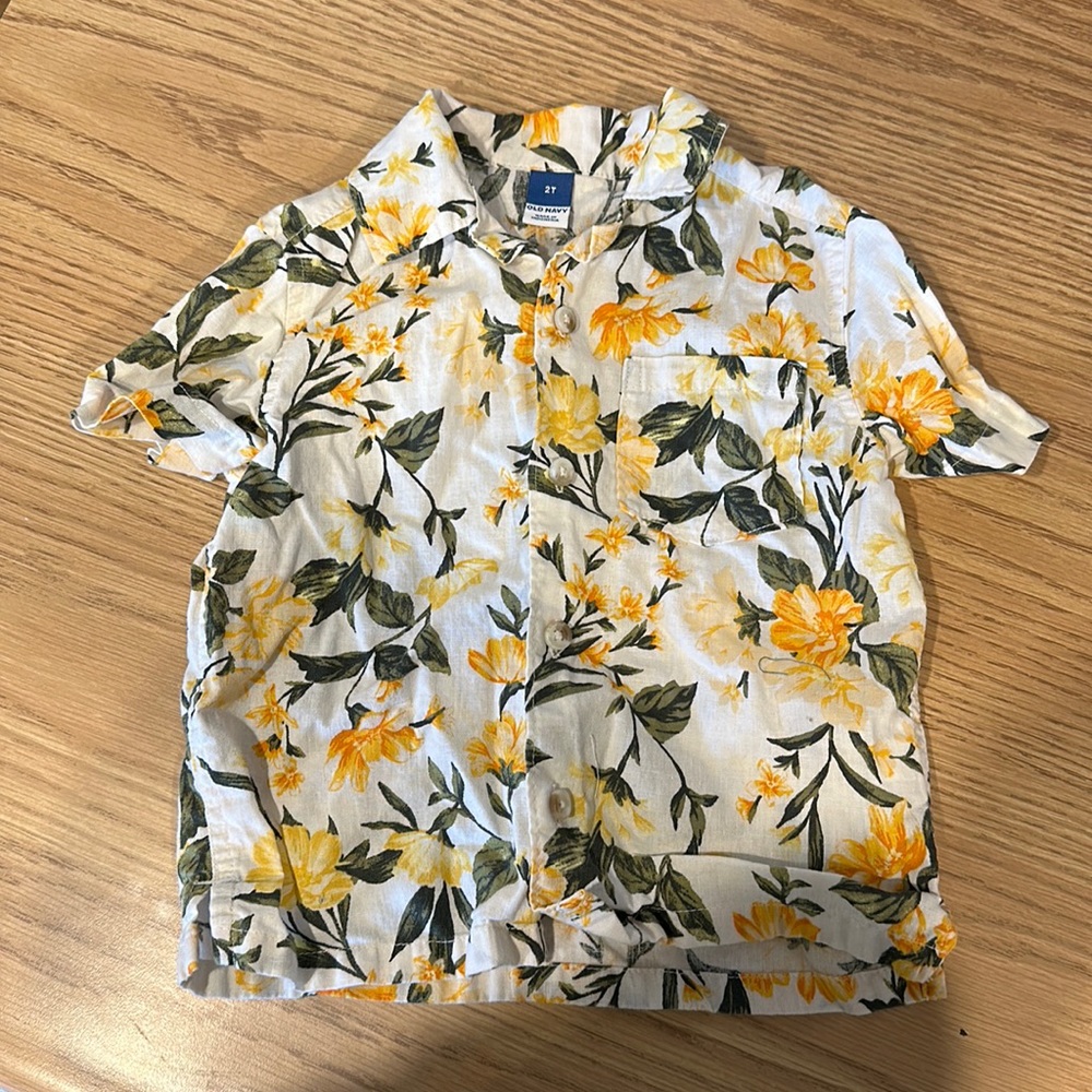 Linen blend Floral Button Down 2T